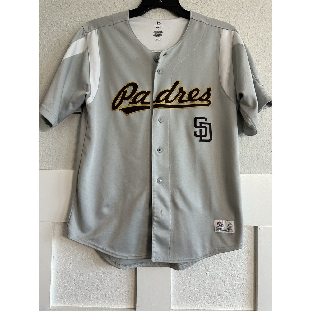 True Fan Mens Gray Brown Yellow San Diego Padres Baseball-MLB Jersey Size M